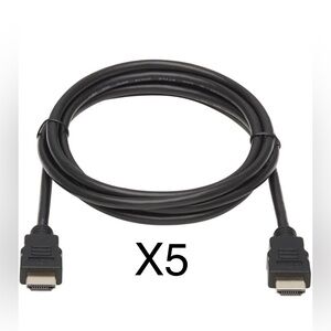 Set of 5 Black HDMI Cables 5ft Long cord
